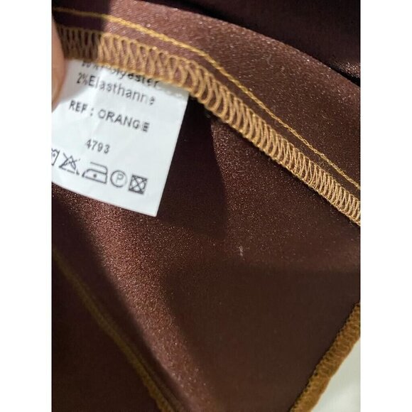 Defense D'Afficher Brown Button Down Top Blouse Shirt Suede France Size 5 - Picture 10 of 11